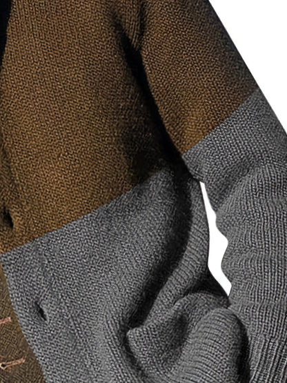 Herren Strickjacke gestreift mit Schalkragen und Knöpfen