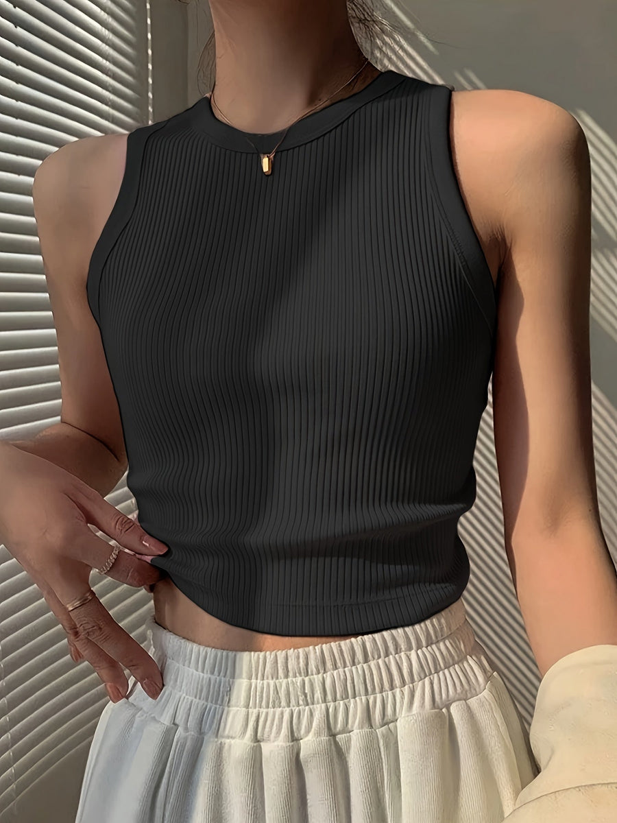 Damen Ripp Tanktop Figurbetont Modern Freizeit & Sport