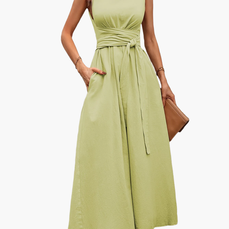 Damen Jumpsuit Elegant Ärmellos mit Gürtel – Perfekt für Alltag und besondere Anlässe