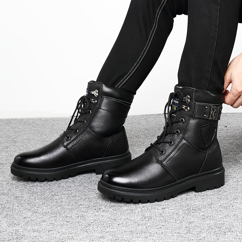 Herren Stiefeletten Schnürstiefel mit Profilsohle, gefüttert, schwarz oder braun