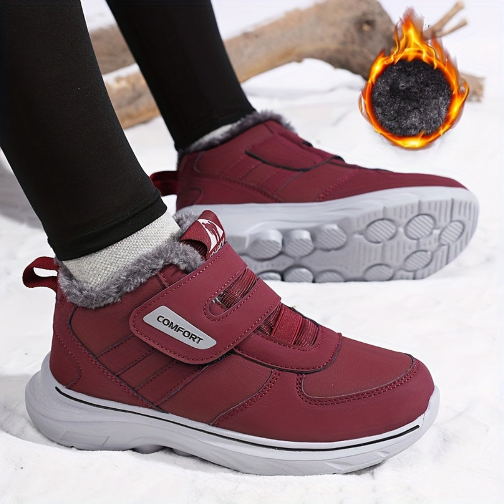 Winterstiefel mit Futter, Klettverschluss, rutschfester Sohle, warm gefütterte Winterschuhe