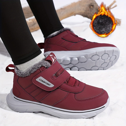 Winterstiefel mit Futter, Klettverschluss, rutschfester Sohle, warm gefütterte Winterschuhe