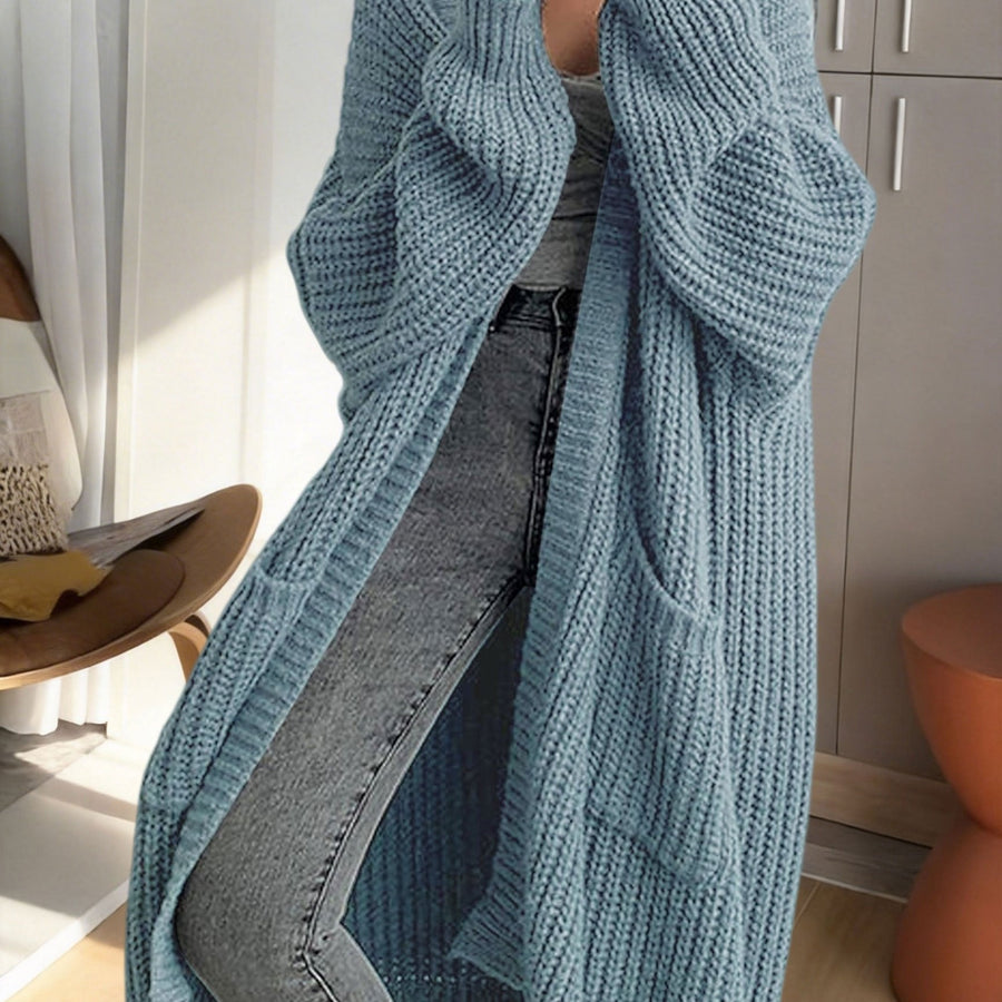 Damen Oversize Longline Strickjacke mit weitem Schnitt und Taschen – Modische, lässige Strickjacke für gemütliche Outfits