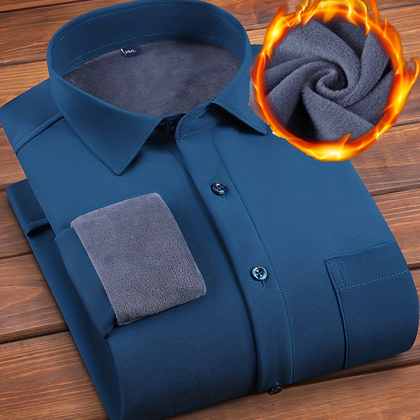 Herren Hemd langärmlig warm gefüttert Winterhemd Freizeithemd mit Brusttasche