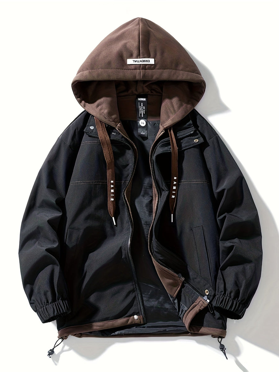 Unisex Jacke mit Kapuze und Reißverschluss, Farbe nach Wahl, Layer-Look, Frühling/Herbst