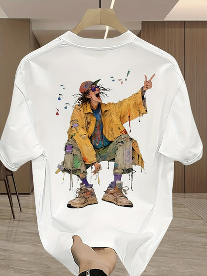 Herren Urban Streetwear T-Shirt mit künstlerischem Grafikdruck – Modernes Freizeitshirt