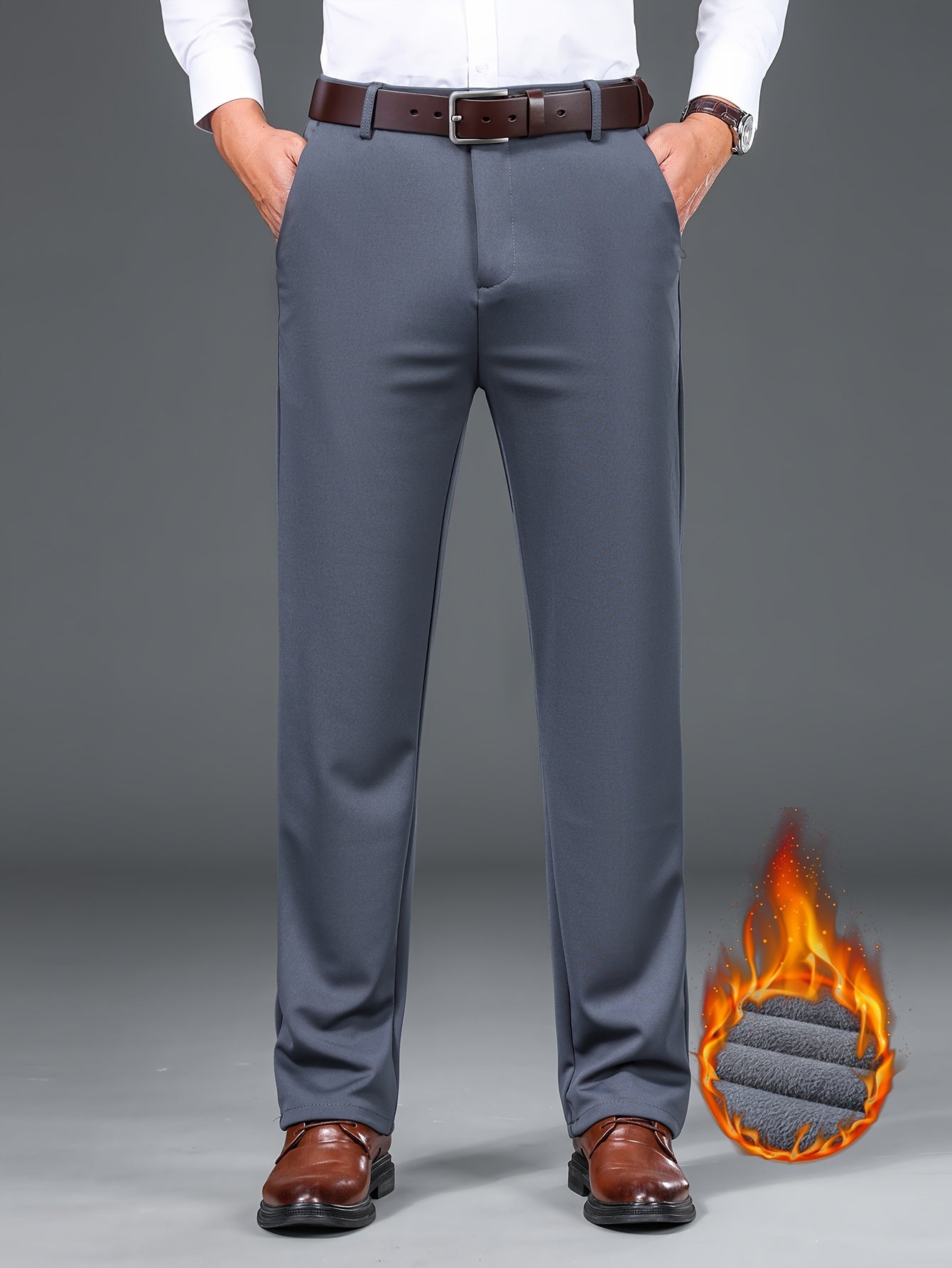 Herren Business-Hose mit warmem Futter – Schwarz, Dunkelblau, Grau