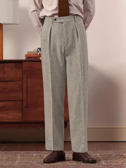 Hose mit Fischgrätmuster für Damen, Hoher Bund