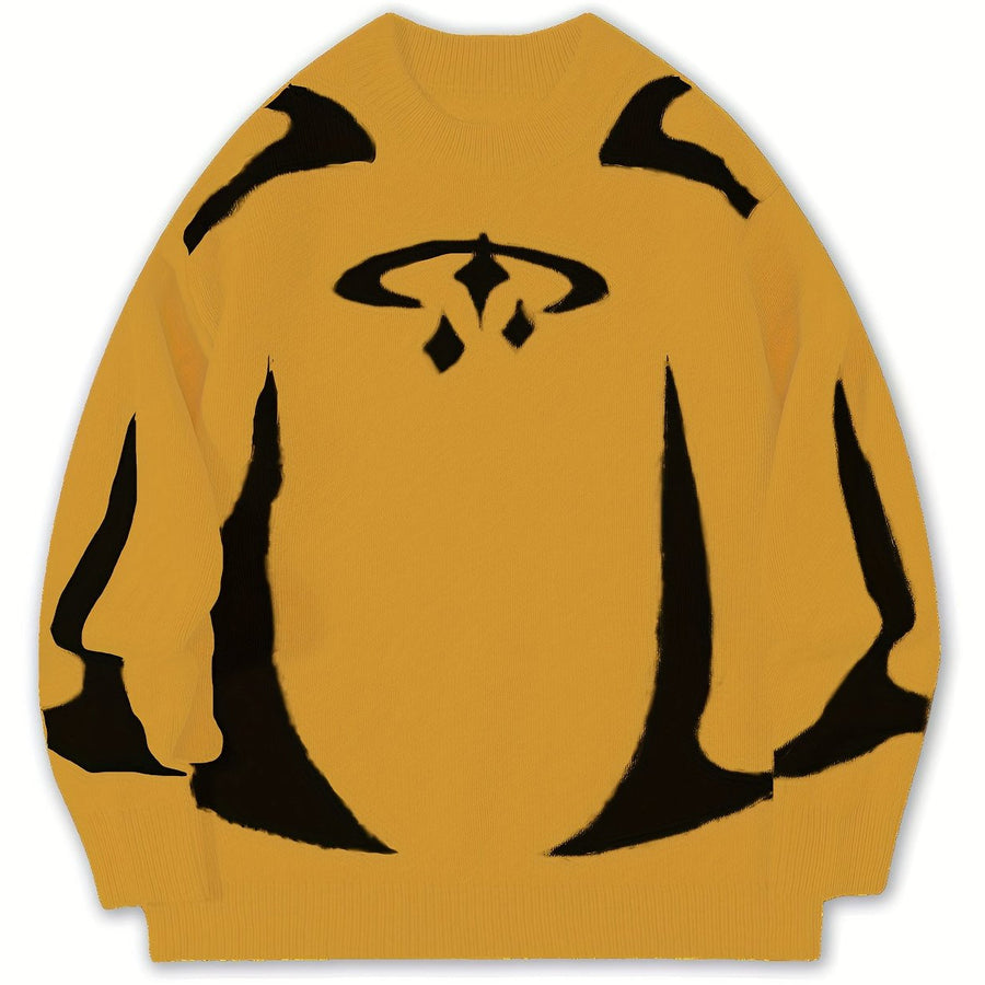 Unisex Strickpullover Rundhals mit Muster Langarm