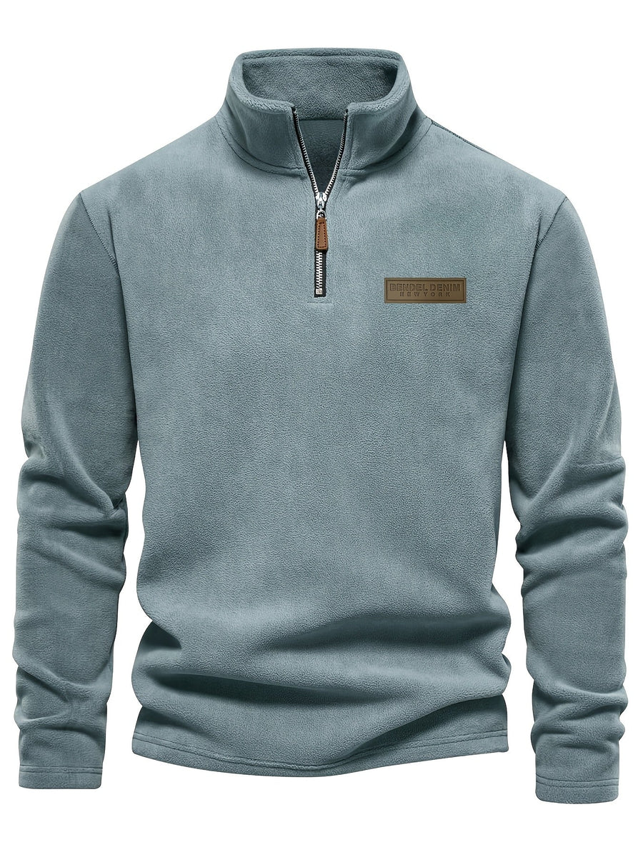 Heren trui met kwart rits – moderne casual stijl met opstaande kraag en subtiel logo