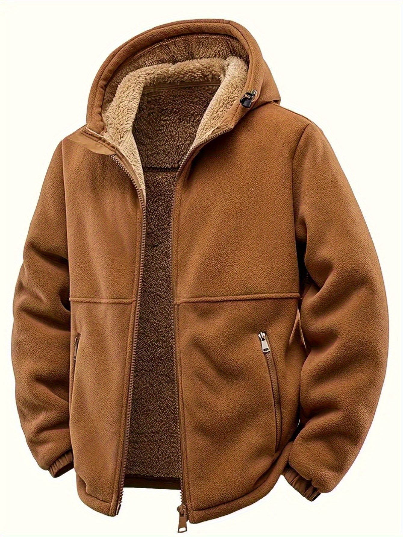 Herren Gefütterte Kapuzenjacke aus Fleece mit Reißverschluss