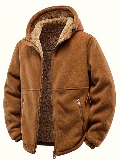 Herren Gefütterte Kapuzenjacke aus Fleece mit Reißverschluss