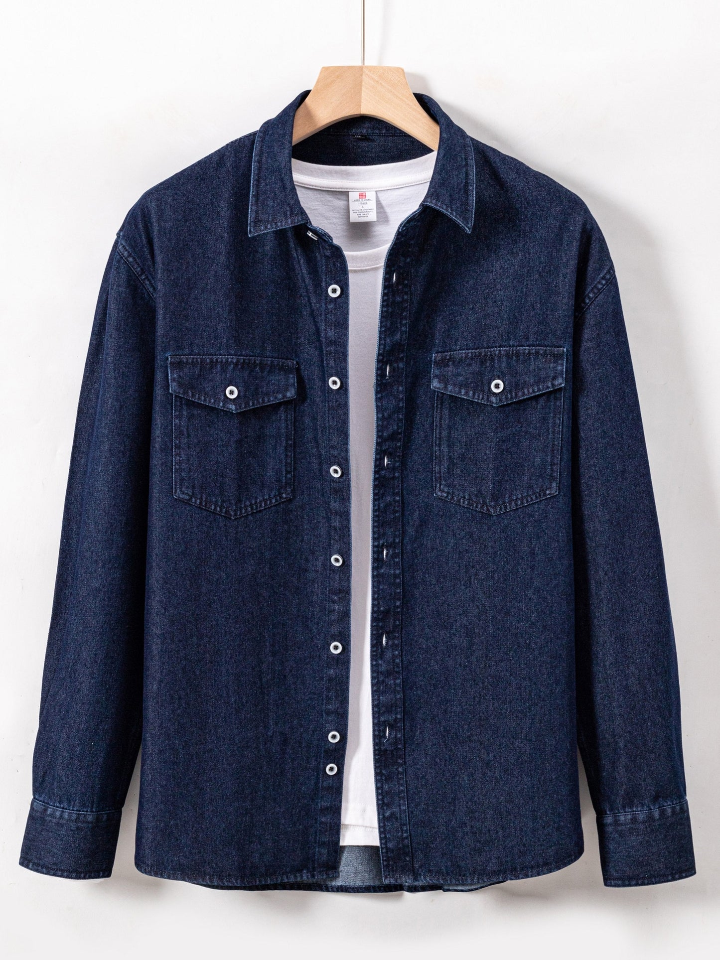 Herren Jeanshemd Langarm mit Brusttasche und Knopfleiste