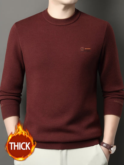 Herren Rundhals-Pullover in verschiedenen Farben, weiches Material, mit Rippbündchen und Logoplatte