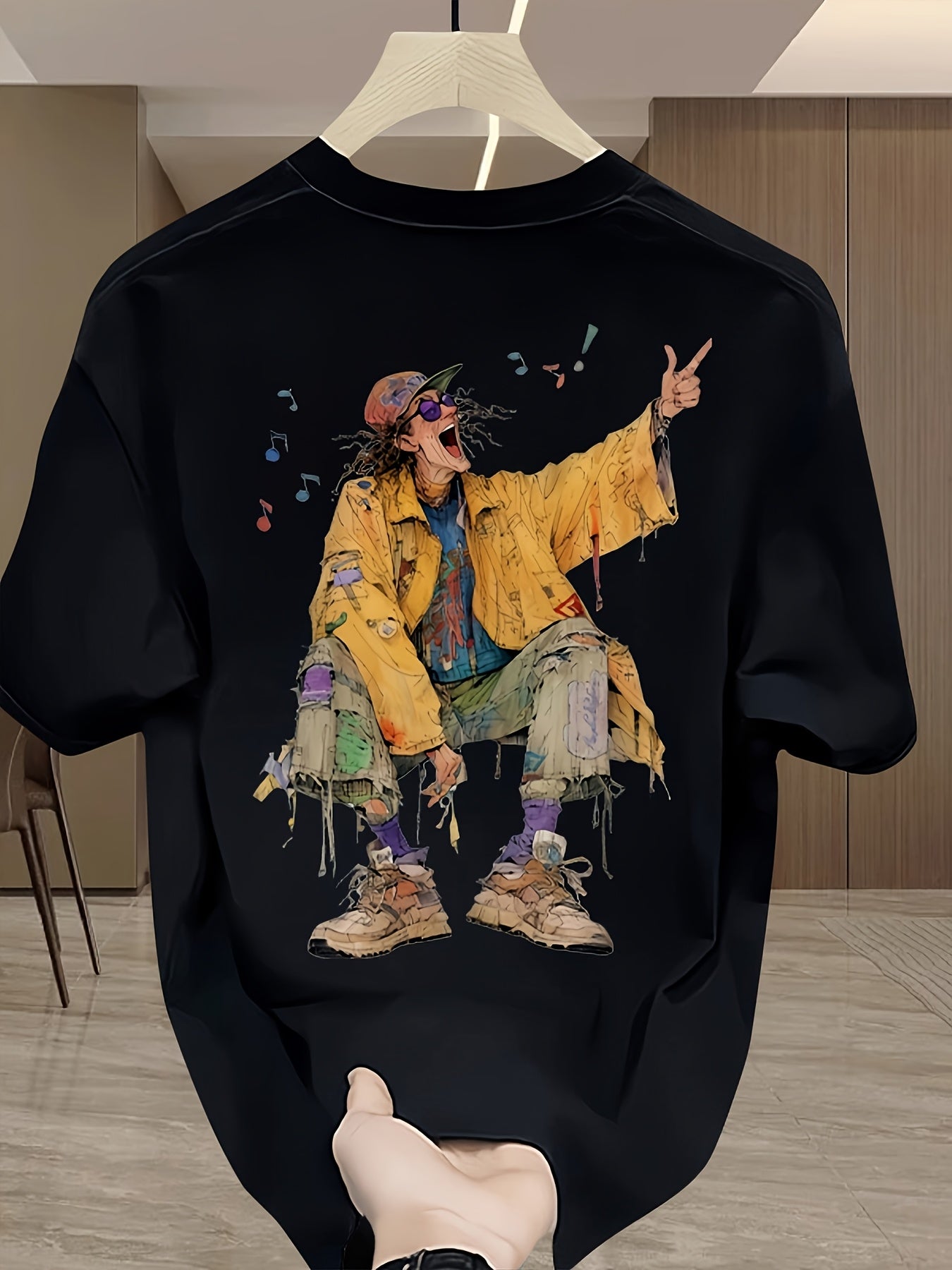 Herren Urban Streetwear T-Shirt mit künstlerischem Grafikdruck – Modernes Freizeitshirt