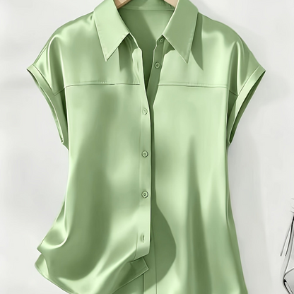 Damen Bluse mit Knopfleiste und Kragen – Elegante Kurzarmbluse für Büro und Alltag