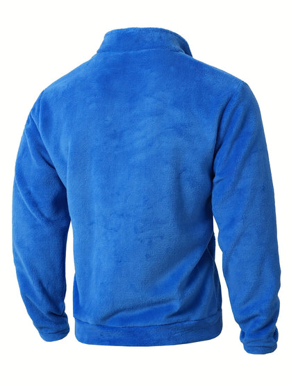 Fleece Pullover Herren mit Reißverschluss und Bauchtasche Stehkragen