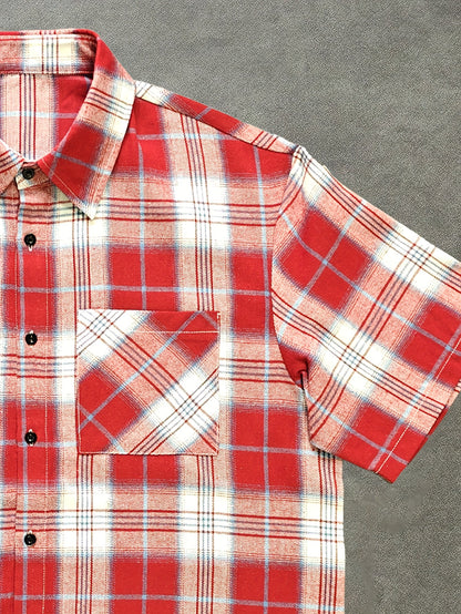 Herren Kurzarm Hemd Kariert Relaxed Fit Streetstyle