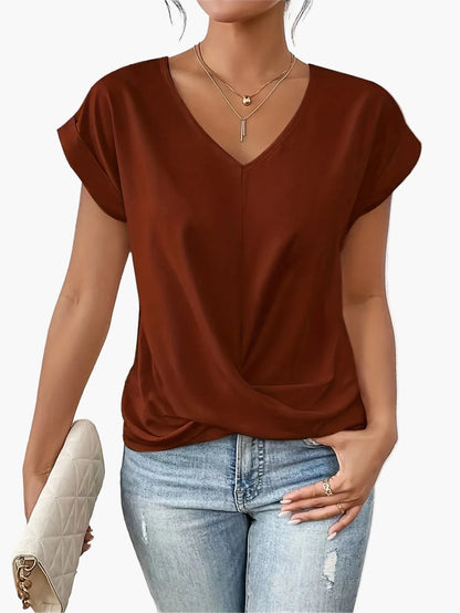 Damen Casual V-Ausschnitt T-Shirt für Alltag und Freizeit