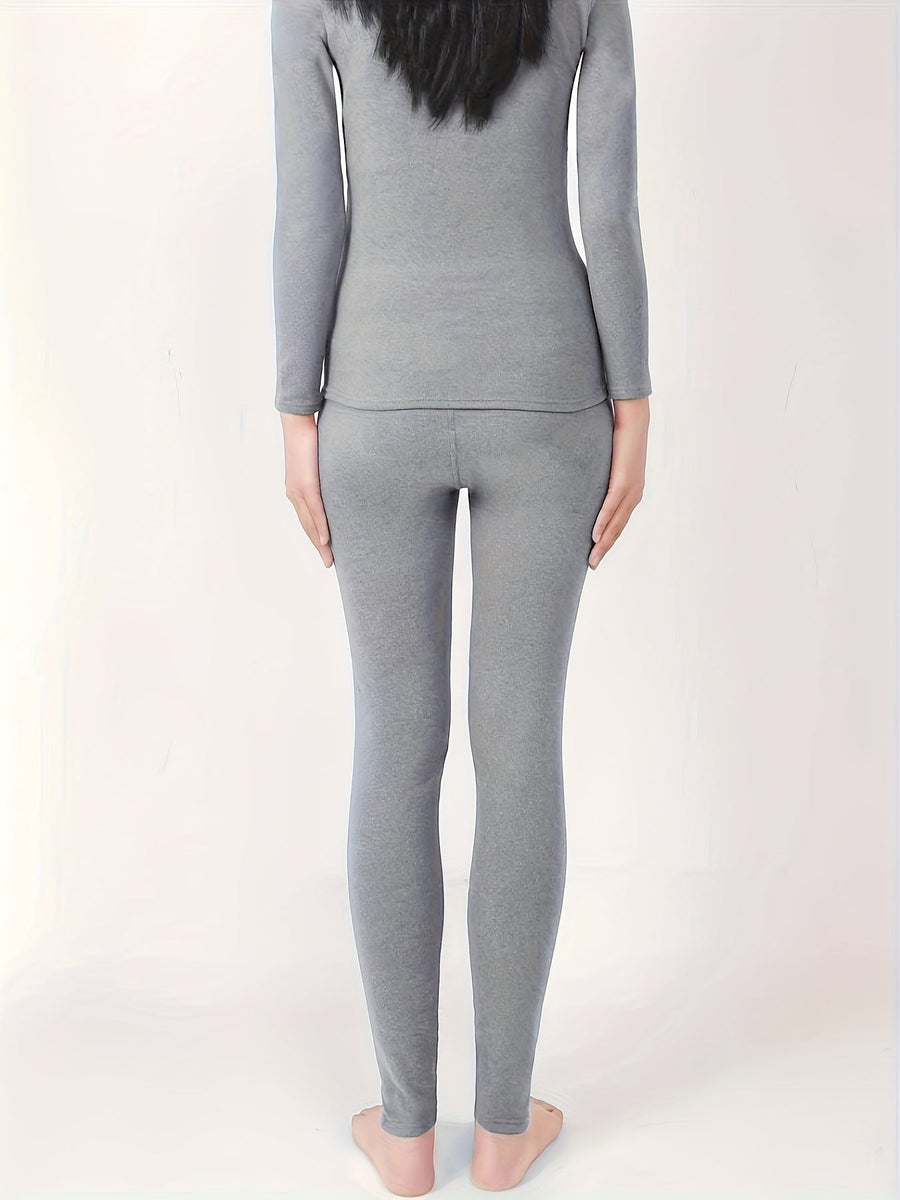 Damen Thermounterwäsche Set Warm Leggings Oberteil Langarm Rollkragen
