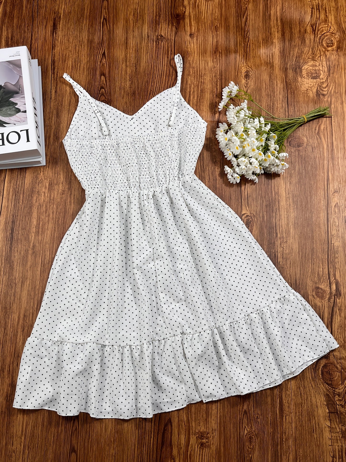Damen Polka Dot Kleid mit Knopfleiste und Rüschen – Vintage-inspirierter Sommer-Look