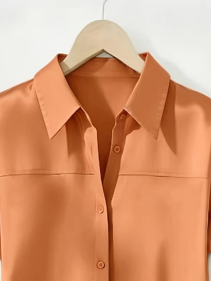 Damen Bluse mit Knopfleiste und Kragen – Elegante Kurzarmbluse für Büro und Alltag