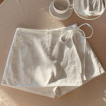 Damen Wickel-Strandskort mit Shorts – Femininer Beach-Look