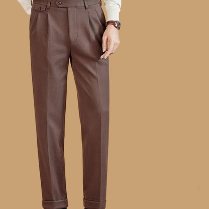 Herren Warme Stoffhose mit Bundfalten – Thermo Business Casual Hose