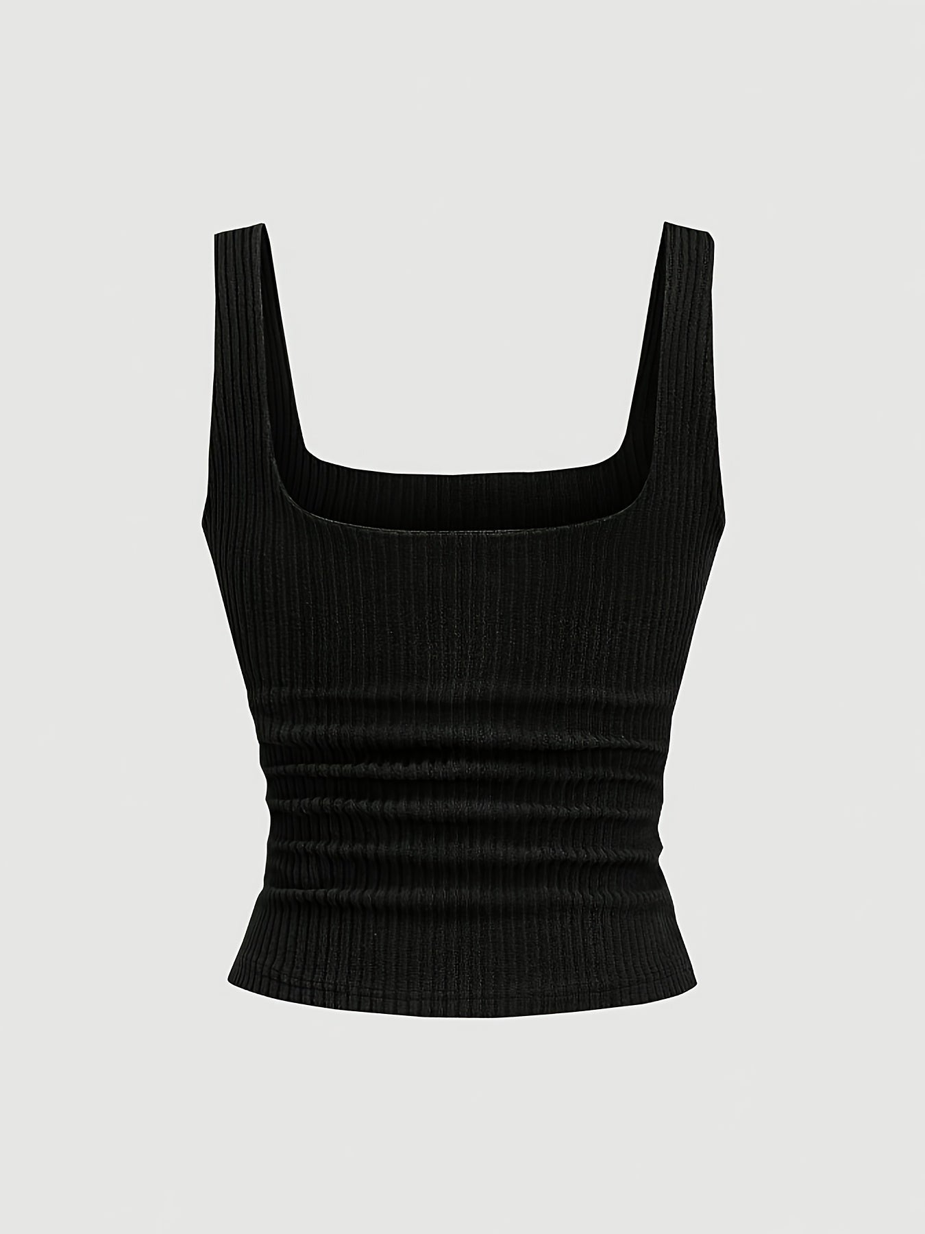 Damen Geripptes Basic Tanktop mit Quadrat-Ausschnitt – Modisches Slim Fit Top für Alltag & Freizeit