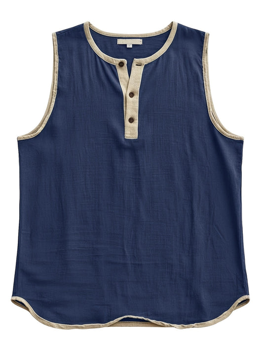 Herren Ärmelloses Henley Shirt Freizeit Modern