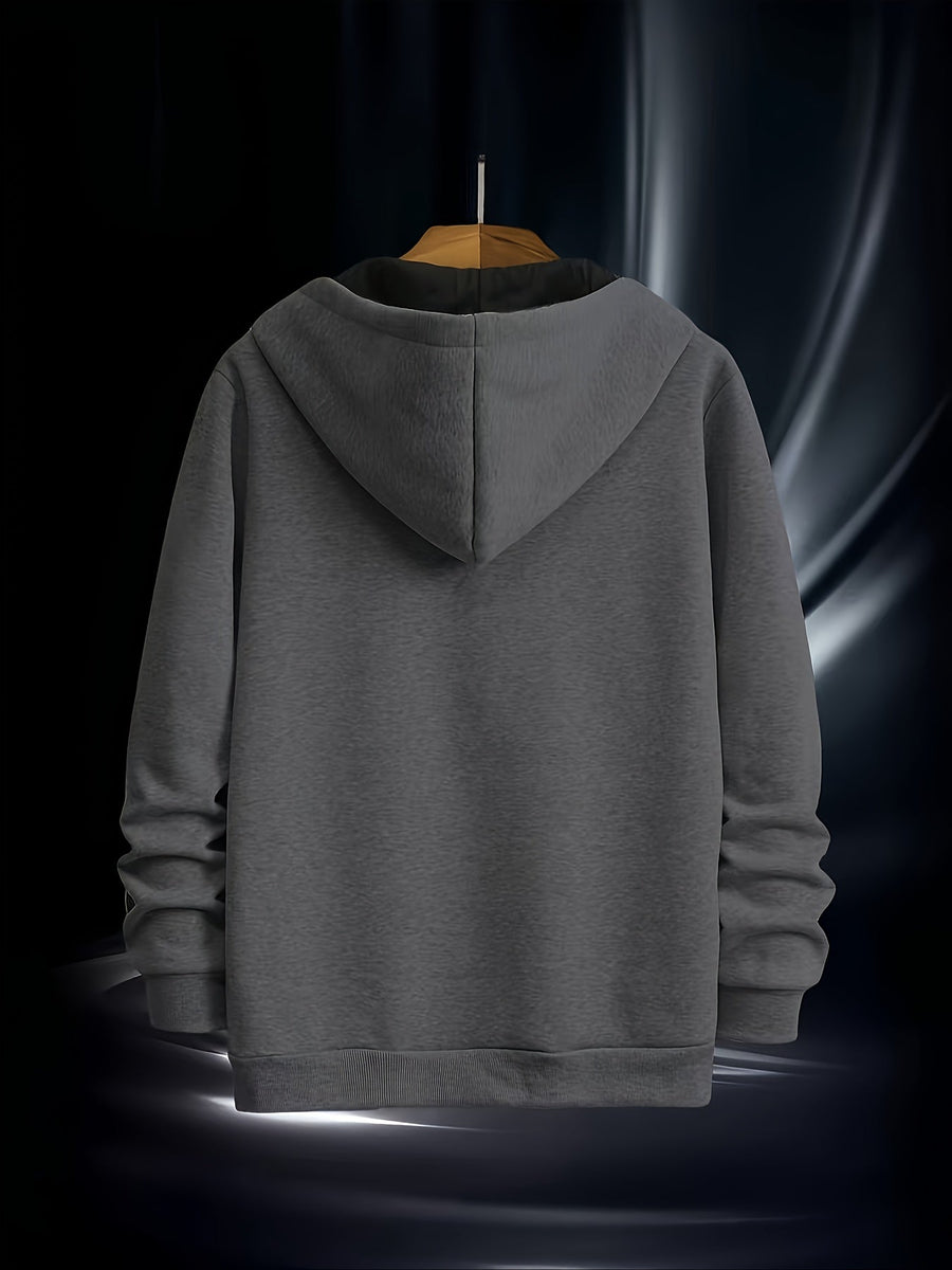 Herren Hoodie mit diagonalem Reißverschluss und Kängurutasche Weiß