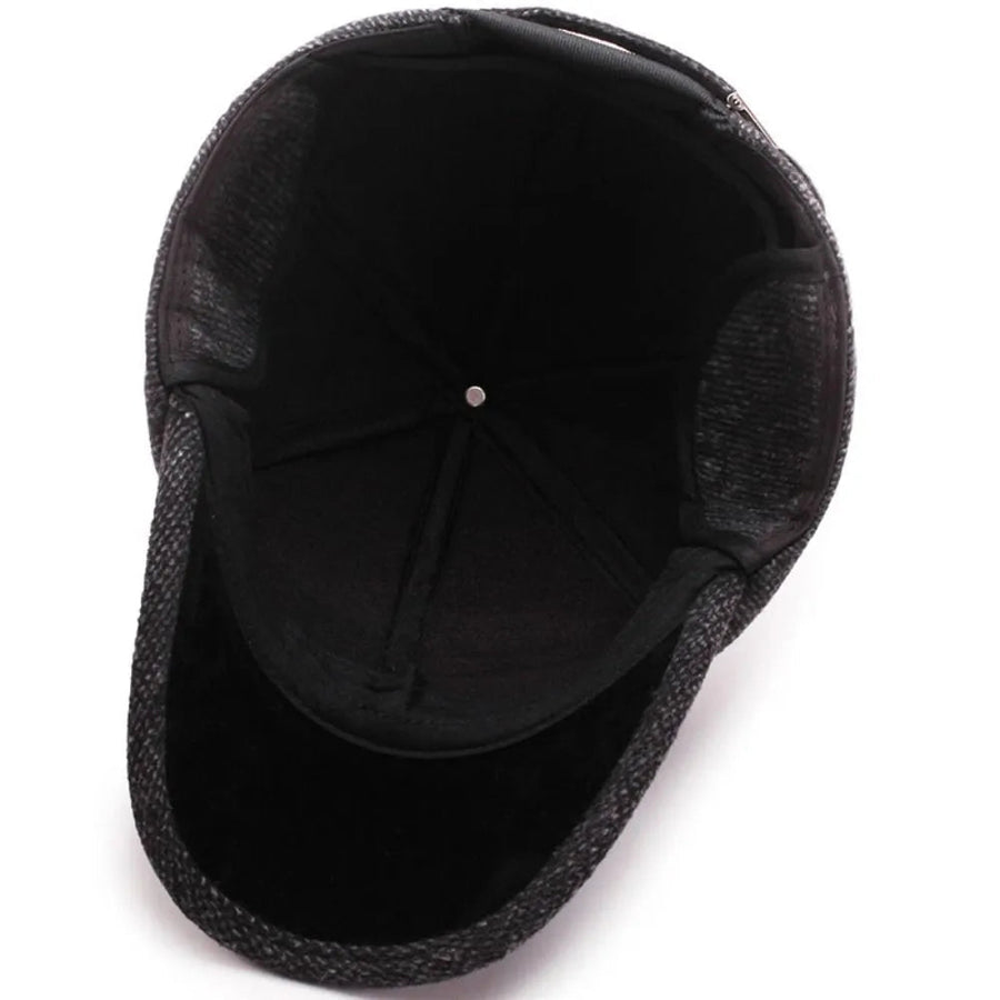 Herren Winter Baseball Cap mit Ohrenklappen, Strickoptik Mütze