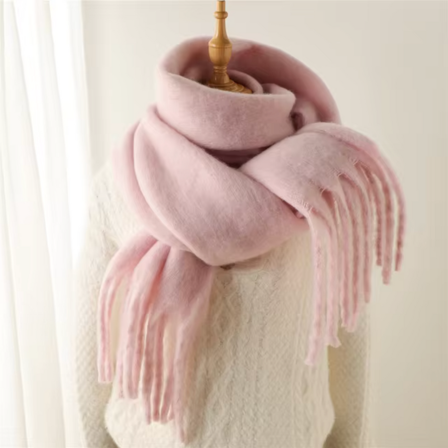 Weicher Fransenschal aus flauschigem Material für Damen in Magenta