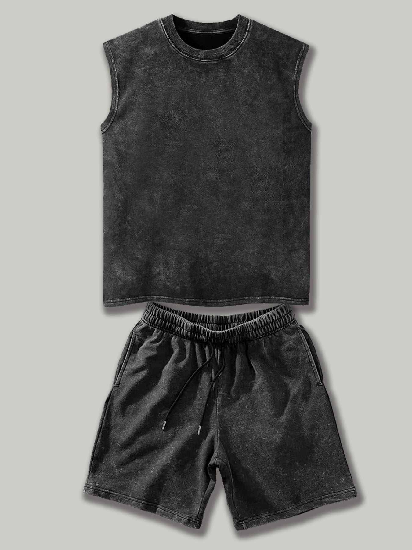 Herren Freizeit Set – Ärmelloses Shirt & Shorts im Vintage-Look, Sportlich & Lässig