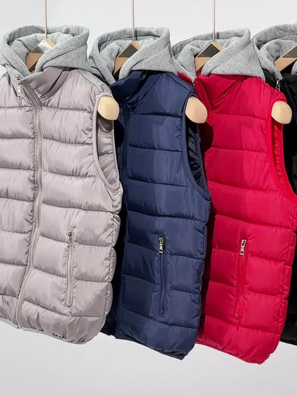 Steppweste mit Kapuze – gepolsterte ärmellose Jacke für Herren