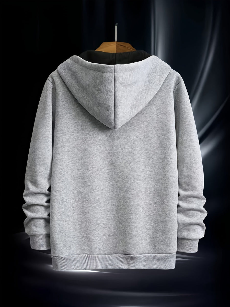 Herren Hoodie mit diagonalem Reißverschluss und Kängurutasche Weiß