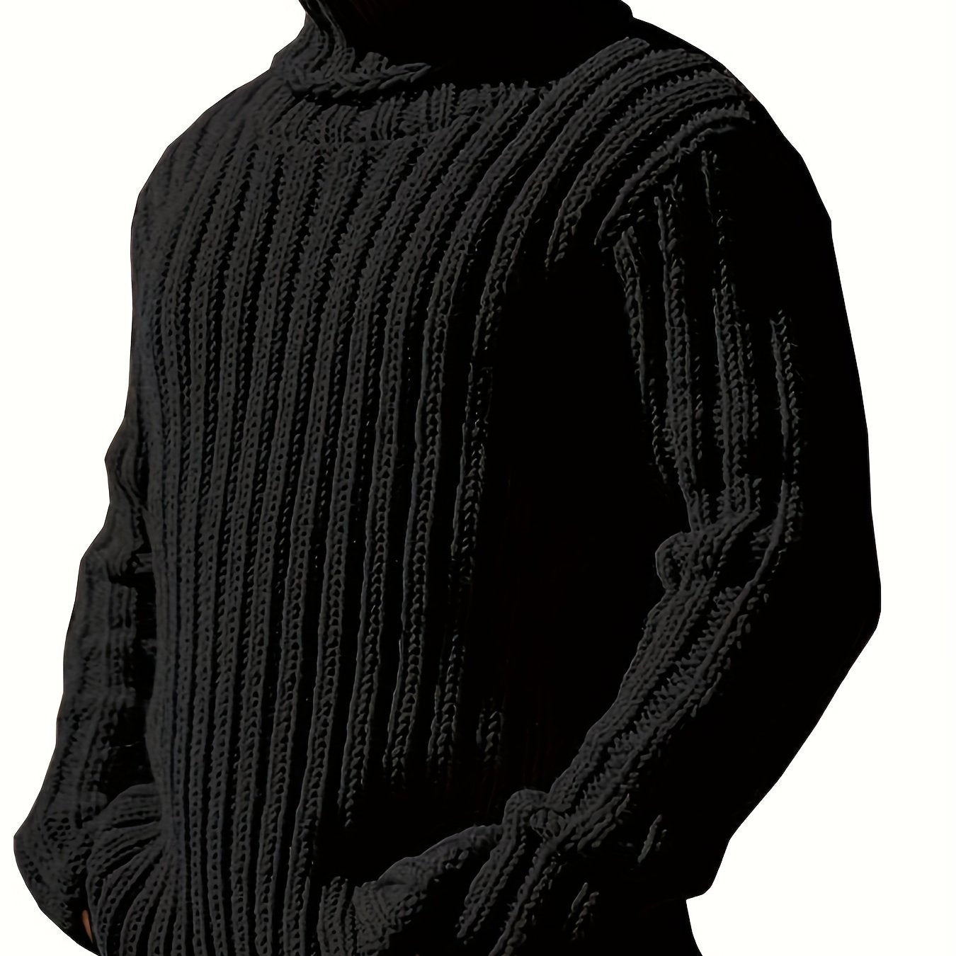 Rollkragen Strickpullover für Herren, Grobstrick, langärmelig, unifarben