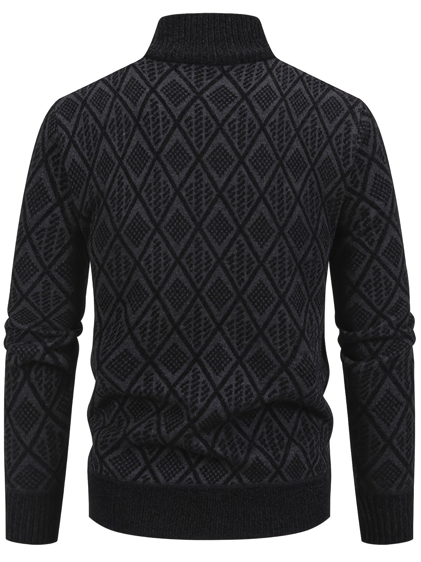 Herren Strickjacke mit Stehkragen, Reißverschluss und Rautenmuster