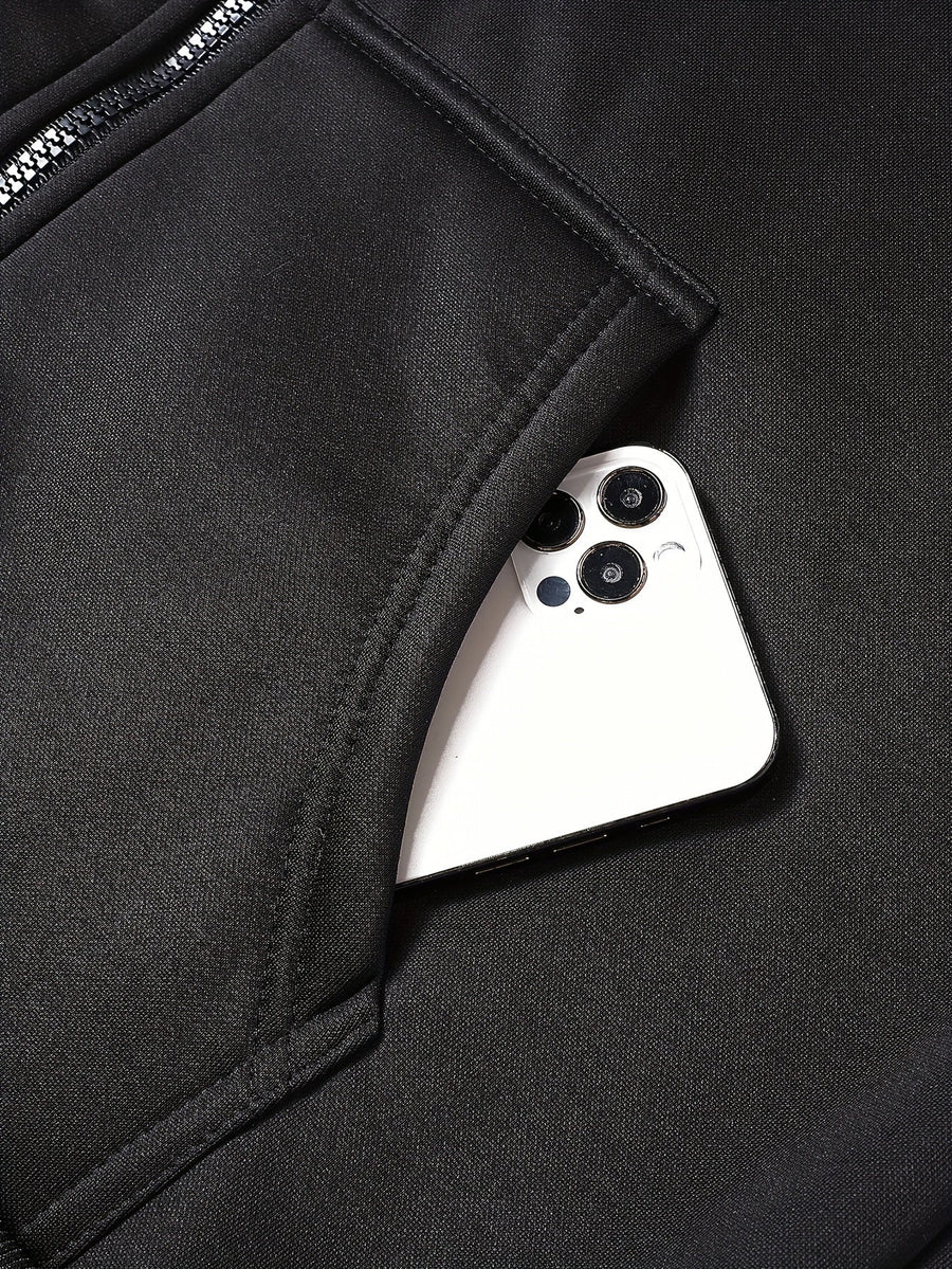 Unisex Kapuzenpullover und Jogginghose Trainingsanzug mit Balaclava-Haube und Spinnenmotiv, Reißverschluss, Taschen