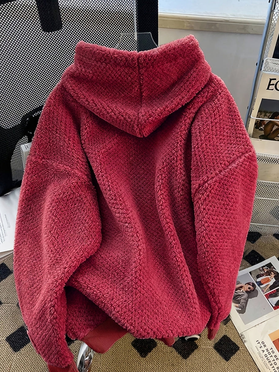 Teddy-Fleece Hoodie für Damen mit Kapuze und Kängurutasche
