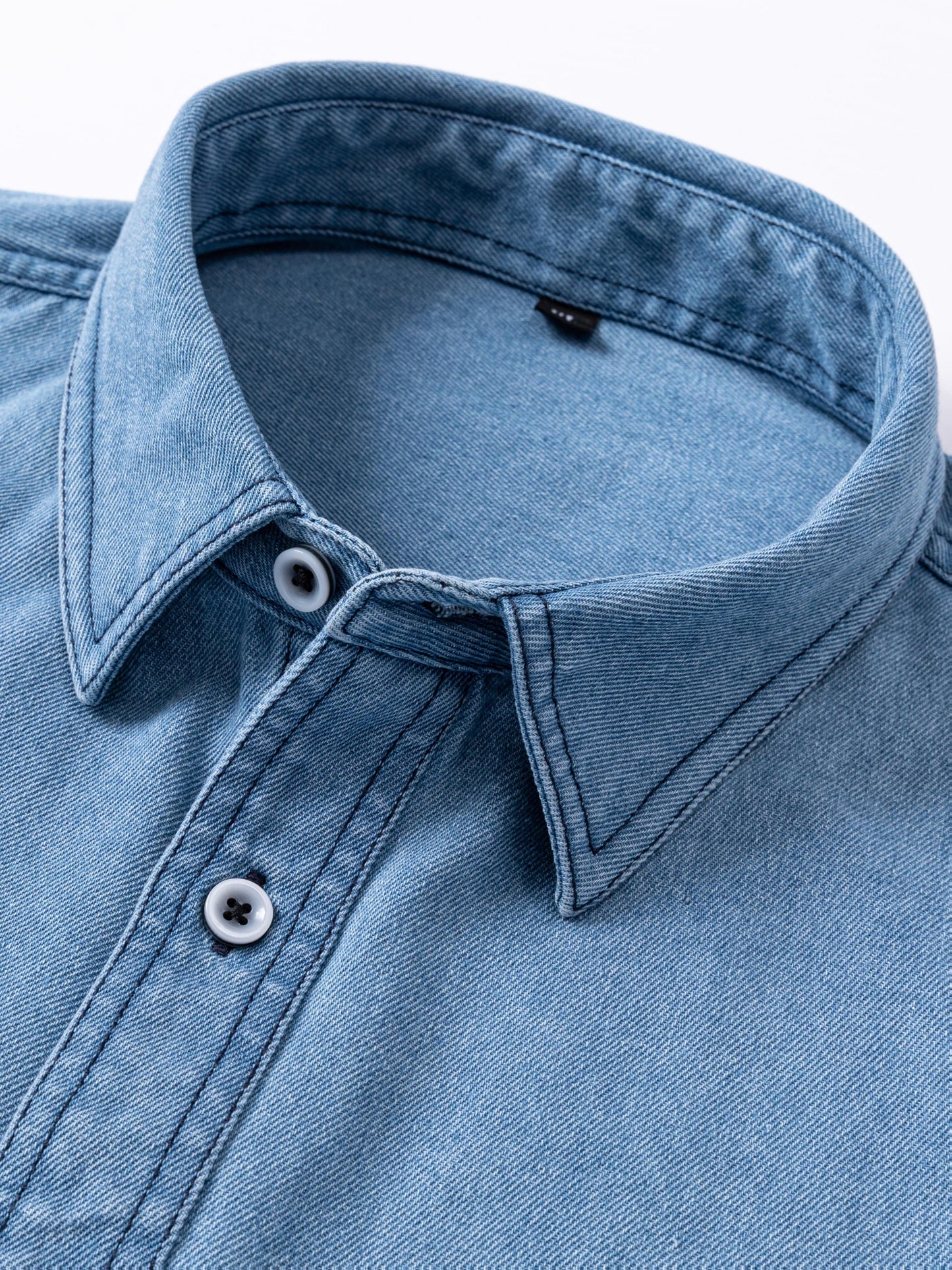 Herren Jeanshemd Langarm mit Brusttasche und Knopfleiste
