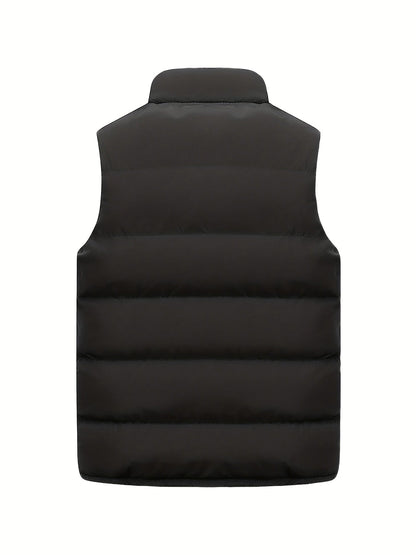 Herren Freizeit Anzug Set mit Steppweste, Kapuzenpullover und Jogginghose in Schwarz