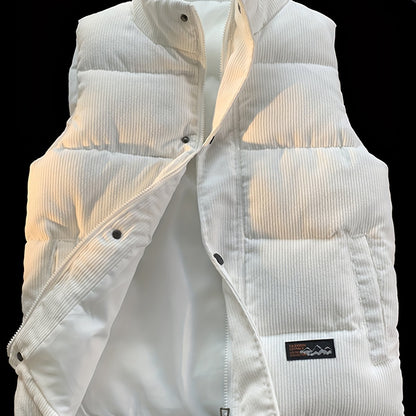 Steppweste Cord Herren Damen Unisex, Kragen, Knopfleiste, Seitentaschen
