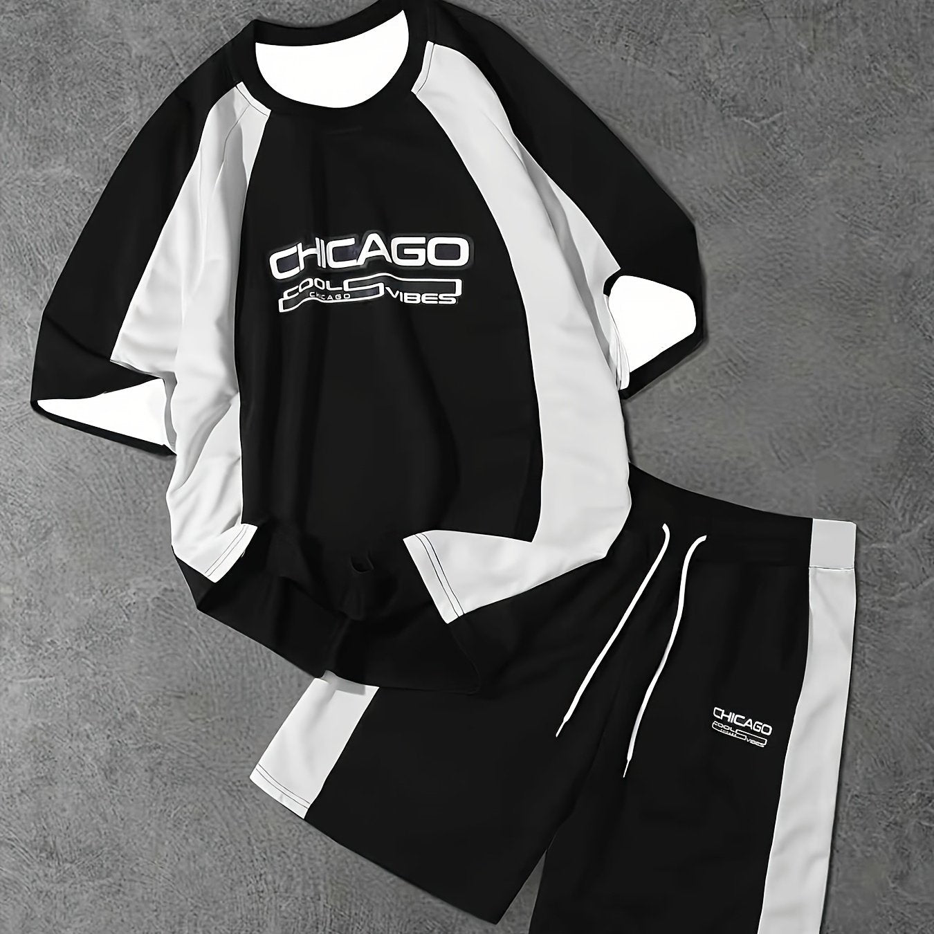 Herren Urban Streetwear Set mit Raglan-Shirt und Shorts – Sportlicher Freizeit-Look