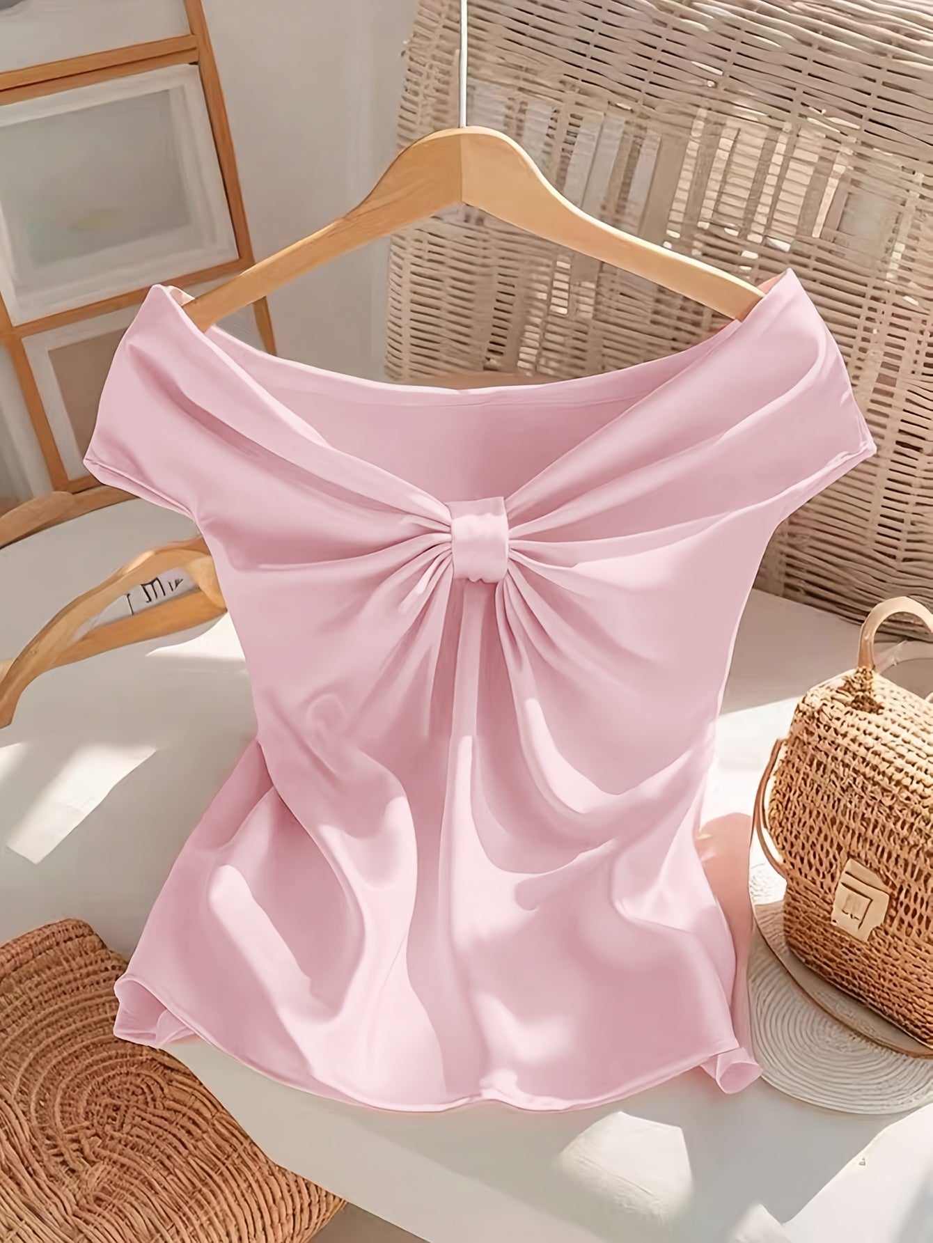 Damen Off-Shoulder Bluse mit Schleifen-Detail – Elegante Bluse für festliche Anlässe und Ausgehen