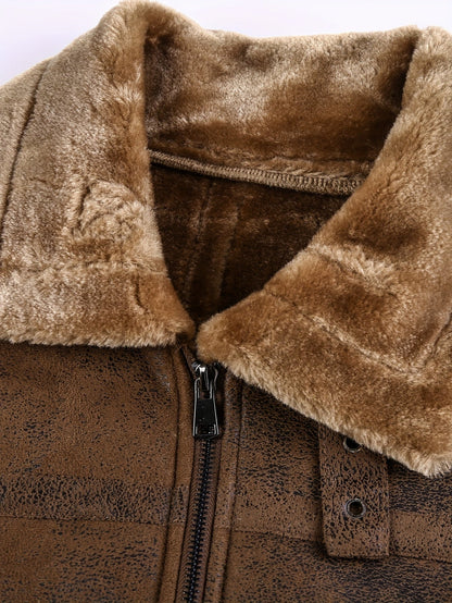 Herren Pilotenjacke mit Fellkragen und Reißverschluss