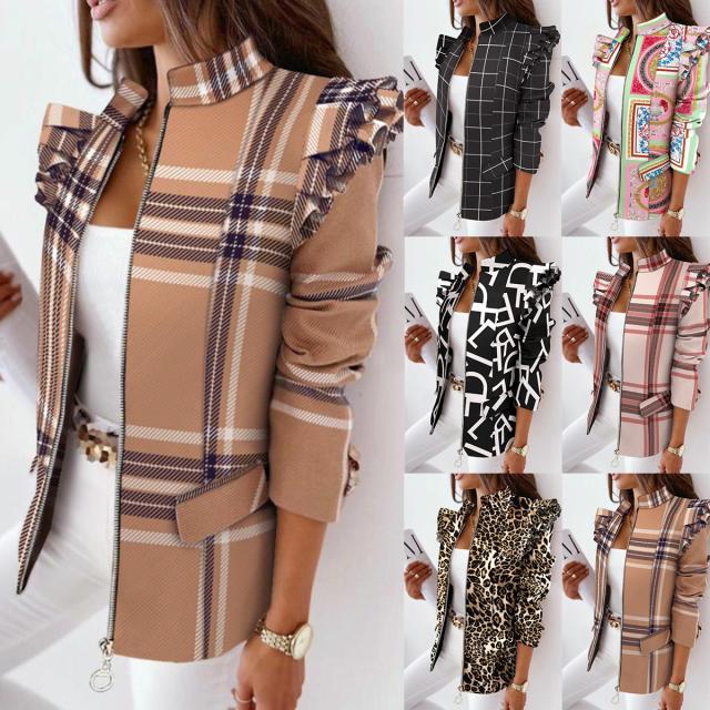 Carly – Jacke mit Leopardenmuster und Rüschen