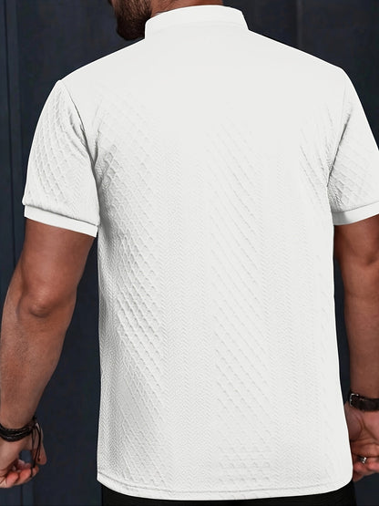 Herren Poloshirt mit Stehkragen und modernem Muster – Stilvolle Freizeit- und Business-Option