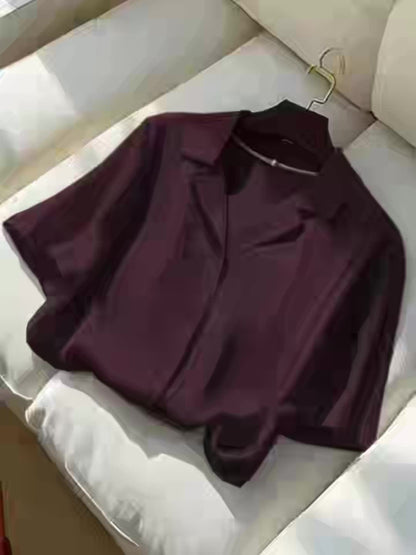 Damen Kurzarm Bluse mit Knopfleiste und klassischem Kragen – Eleganter Freizeit- und Business-Look