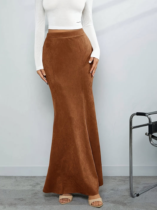 Damen Maxirock in Meerjungfrauen-Passform mit hoher Taille – Weicher Stoff